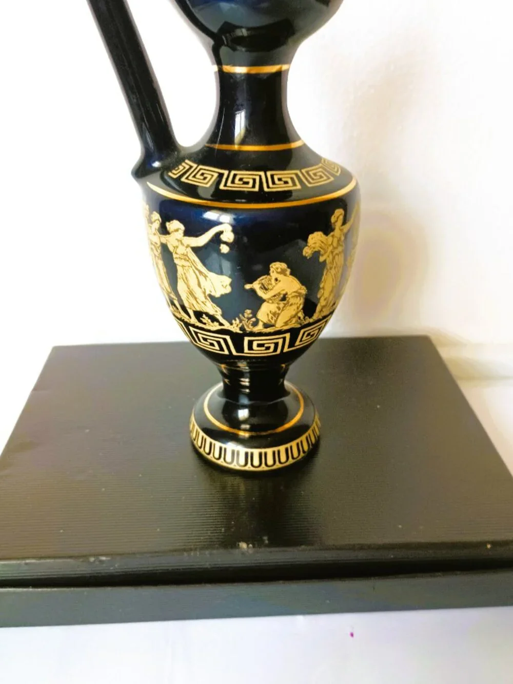 Vintage Greek Key Hand Made Vase with Grecian Dancers 24K Gold Trim
